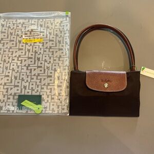 Longchamp Brown Leather Le Pliage Tote Bag